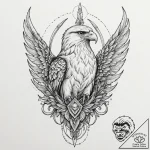 Tattoo design, freya as a falcon, her feather… – tattoo sketch (№1751576917_0, 03.07.2025 21:08) — tattoovalue.net