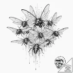 Tattoo design, a swarm of fpv drones stylized… – tattoo sketch (№1751577431_0, 03.07.2025 21:17) — tattoovalue.net
