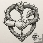 Tattoo design, two politicians shaking hands,… – tattoo sketch (№1751577600_0, 03.07.2025 21:20) — tattoovalue.net