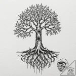 Tattoo design, a tree with deep roots breakin… – tattoo sketch (№1751579062_0, 03.07.2025 21:44) — tattoovalue.net