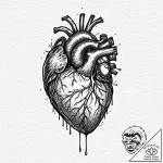 Tattoo design, a human heart encased in a far… – tattoo sketch (№1751579405_0, 03.07.2025 21:50) — tattoovalue.net
