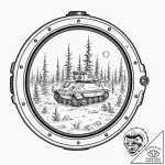 Tattoo design, a tank viewed through a therma… – tattoo sketch (№1751579490_0, 03.07.2025 21:51) — tattoovalue.net