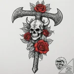 Tattoo design, a viking axe, its blade reflec… – tattoo sketch (№1751579576_0, 03.07.2025 21:52) — tattoovalue.net
