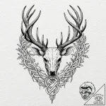 Tattoo design, skull of the deer eikthyrnir,… – tattoo sketch (№1751579920_0, 03.07.2025 21:58) — tattoovalue.net
