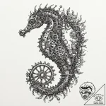 Tattoo design, a seahorse, its body is made o… – tattoo sketch (№1751580260_0, 03.07.2025 22:04) — tattoovalue.net
