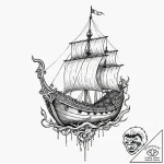 Tattoo sketch of a viking longship made from… – tattoo sketch (№1751580347_0, 03.07.2025 22:05) — tattoovalue.net