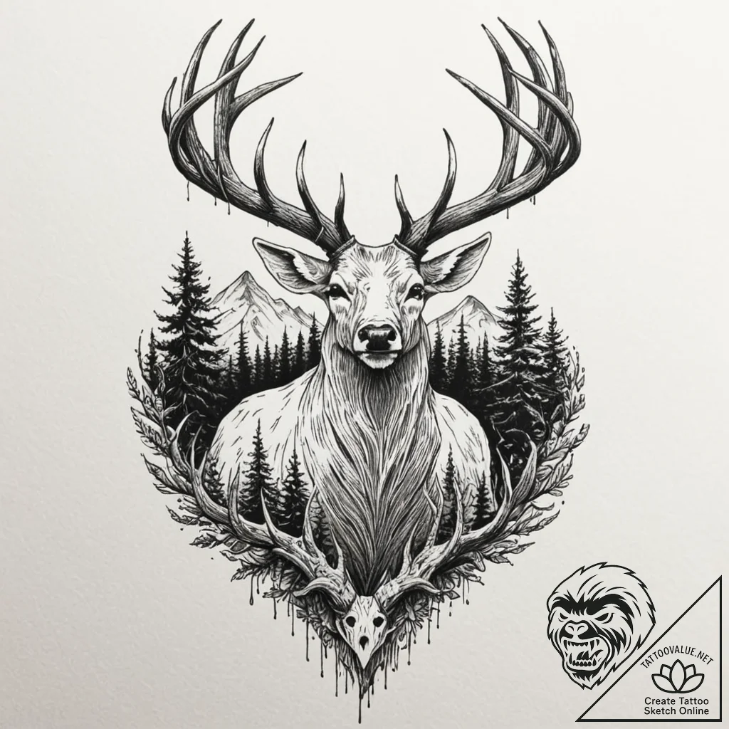 Tattoo sleeve design, forest spirit's wrath,... - tattoo sketch (№1751580779_0, 03.07.2025 22:12) — tattoovalue.net