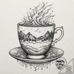 Tattoo design, a teacup, a storm with lightni… – tattoo sketch (№1751580865_0, 03.07.2025 22:14) — tattoovalue.net