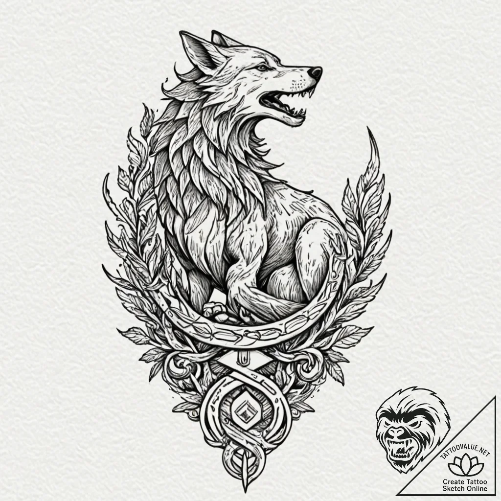 Tattoo sketch — wolf spine stretched into a s... - tattoo sketch (№1751581207_0, 03.07.2025 22:20) — tattoovalue.net