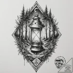 Tattoo sketch of rune-encrypted lantern hangi… – tattoo sketch (№1751581377_0, 03.07.2025 22:22) — tattoovalue.net