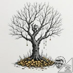 Tattoo design, a person watering a dead tree… – tattoo sketch (№1751581720_0, 03.07.2025 22:28) — tattoovalue.net