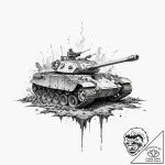 Tattoo design, the ghost of a destroyed tank,… – tattoo sketch (№1751581806_0, 03.07.2025 22:30) — tattoovalue.net