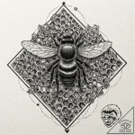 Tattoo design, a honeycomb pattern seamlessly… – tattoo sketch (№1751581980_0, 03.07.2025 22:33) — tattoovalue.net