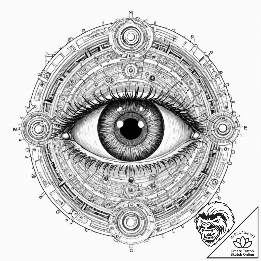 Tattoo design, close up of an eye, the iris i... - tattoo sketch (№1751582063_0, 03.07.2025 22:34) — tattoovalue.net