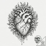 Tattoo design, an anatomical heart held by mu… – tattoo sketch (№1751582320_0, 03.07.2025 22:38) — tattoovalue.net