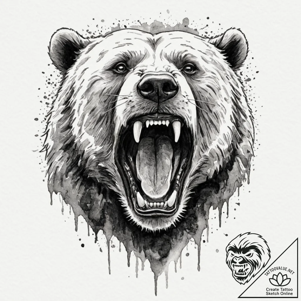 Tattoo design, a berserker's face mid-scream,... - tattoo sketch (№1751582663_0, 03.07.2025 22:44) — tattoovalue.net