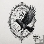 Tattoo design, muninn (memory) raven dissolvi… – tattoo sketch (№1751582917_0, 03.07.2025 22:48) — tattoovalue.net