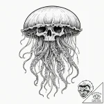 Tattoo design, a jellyfish, its bell is a hum… – tattoo sketch (№1751583089_0, 03.07.2025 22:51) — tattoovalue.net