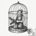 Tattoo design, a cage made of rifle barrels,… – tattoo sketch (№1751583601_0, 03.07.2025 23:00) — tattoovalue.net