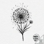 Tattoo design, a dandelion with its seeds bei… – tattoo sketch (№1751583688_0, 03.07.2025 23:01) — tattoovalue.net