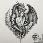 Tattoo sleeve design, knight and the dragones… – tattoo sketch (№1751583775_0, 03.07.2025 23:02) — tattoovalue.net