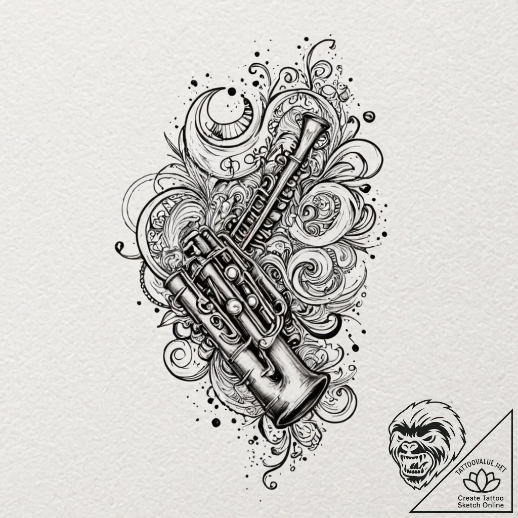 Tattoo sketch — bone flute carved with forgot... - tattoo sketch (№1751583864_0, 03.07.2025 23:04) — tattoovalue.net