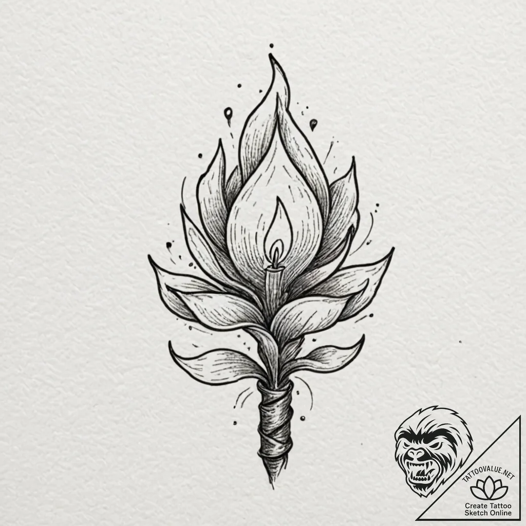 Tattoo design, handpoke style, a little flame... - tattoo sketch (№1751584119_0, 03.07.2025 23:08) — tattoovalue.net