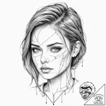 Tattoo design, portrait of a girl, her face i… – tattoo sketch (№1751584550_0, 03.07.2025 23:15) — tattoovalue.net