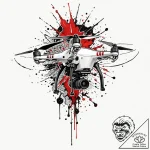 Tattoo design, a drone made of shattered glas… – tattoo sketch (№1751584635_0, 03.07.2025 23:17) — tattoovalue.net