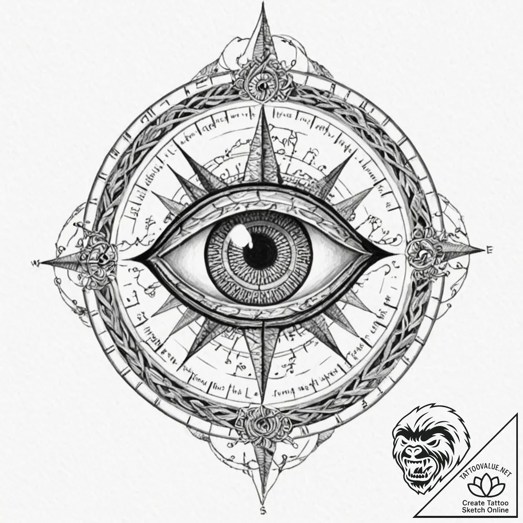 Tattoo design, vegvisir compass, but the cent... - tattoo sketch (№1751584806_0, 03.07.2025 23:20) — tattoovalue.net