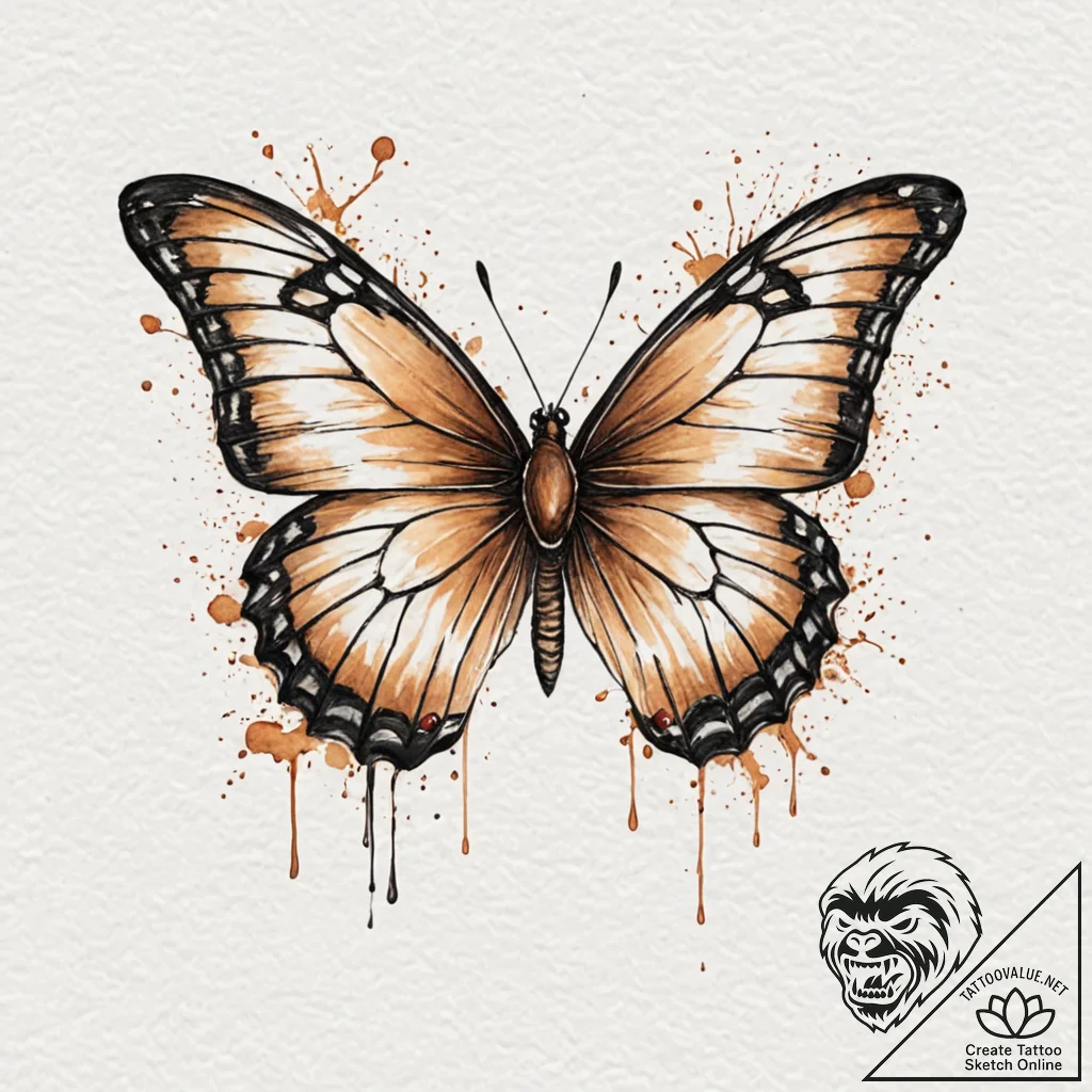 Tattoo design, a beautiful butterfly, its win... - tattoo sketch (№1751584978_0, 03.07.2025 23:22) — tattoovalue.net