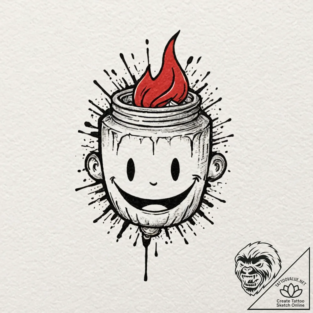 Tattoo design, a cartoon bomb with a lit fuse... - tattoo sketch (№1751585324_0, 03.07.2025 23:28) — tattoovalue.net