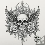 Tattoo design, a phoenix rising, but it is ma… – tattoo sketch (№1751585411_0, 03.07.2025 23:30) — tattoovalue.net