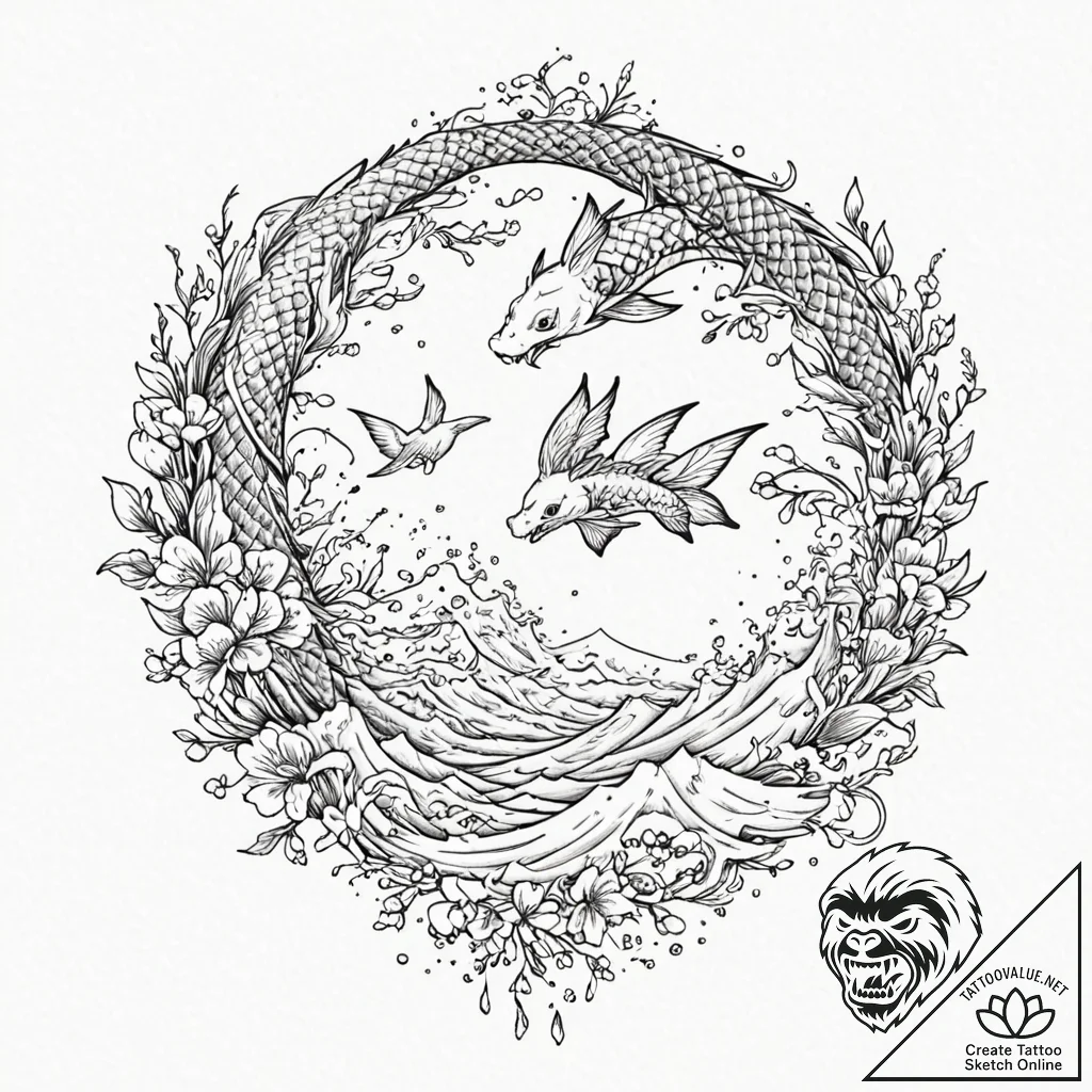 Tattoo design, a drone dissolving into a floc... - tattoo sketch (№1751586181_0, 03.07.2025 23:43) — tattoovalue.net