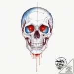 Tattoo design, a human skull viewed through a… – tattoo sketch (№1751586864_0, 03.07.2025 23:54) — tattoovalue.net