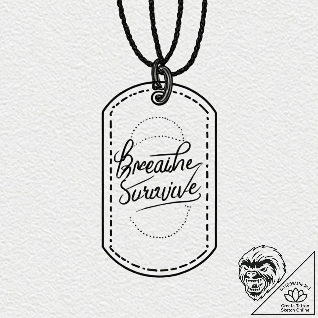 Tattoo design, a soldier's dog tag, the name... - tattoo sketch (№1751587035_0, 03.07.2025 23:57) — tattoovalue.net