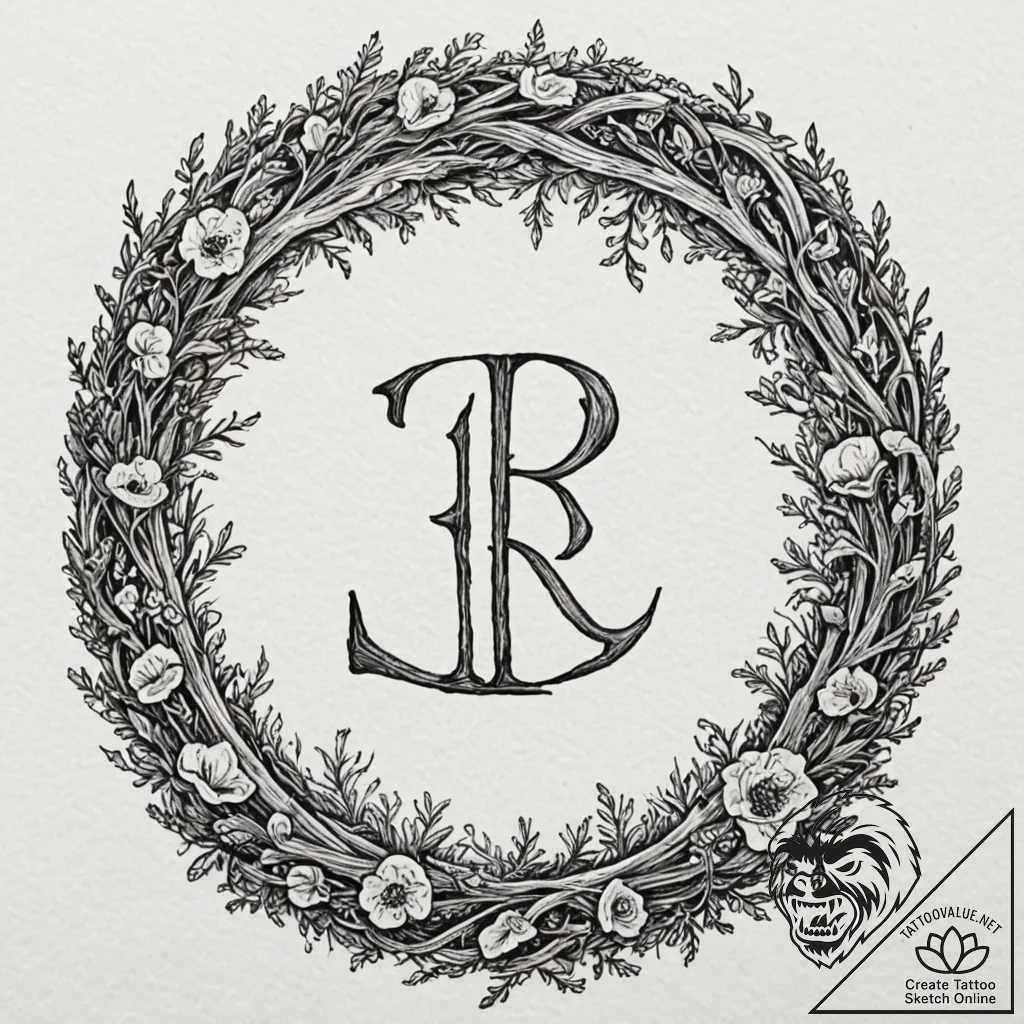 Tattoo sketch of a rune ritual circle growing... - tattoo sketch (№1751587292_0, 04.07.2025 00:01) — tattoovalue.net
