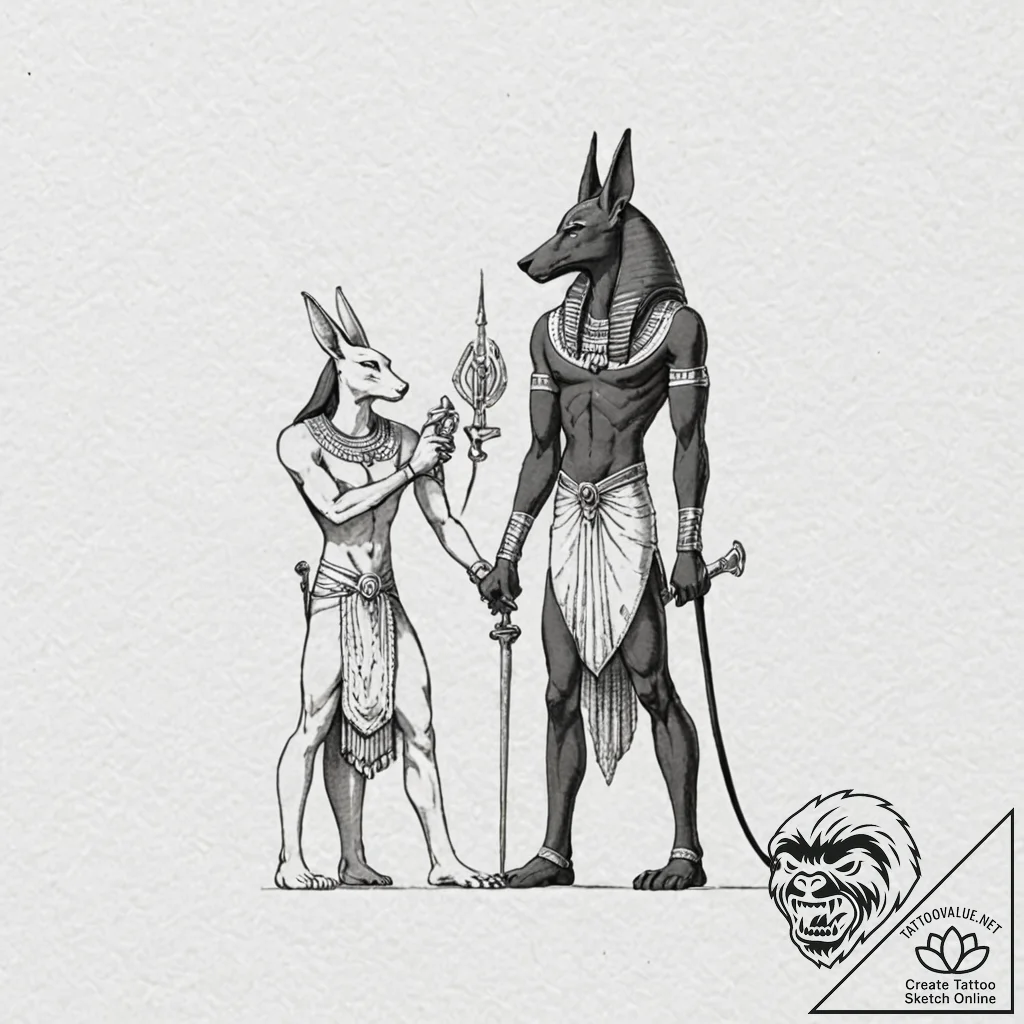 Tattoo design, anubis, the egyptian god of th... - tattoo sketch (№1751587549_0, 04.07.2025 00:05) — tattoovalue.net