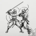 Tattoo design, a battle scene from a classic… – tattoo sketch (№1751587759_0, 04.07.2025 00:09) — tattoovalue.net