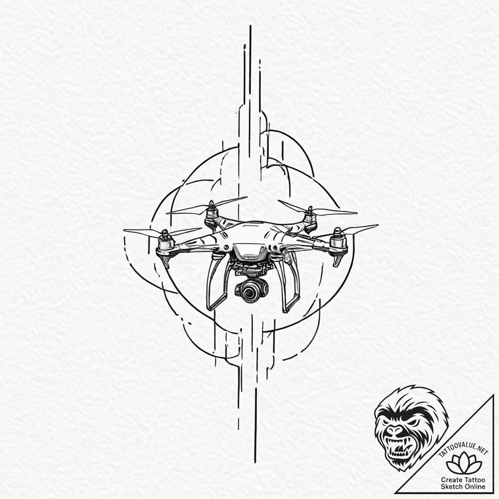 Tattoo design, audio waveform of a drone's so... - tattoo sketch (№1751588097_0, 04.07.2025 00:14) — tattoovalue.net