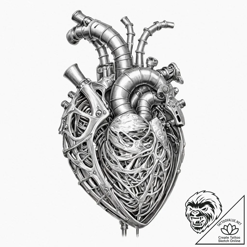 Tattoo sleeve design, biomechanical, assembly... - tattoo sketch (№1751588356_0, 04.07.2025 00:19) — tattoovalue.net