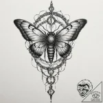 Tattoo design, a moth, its wings are covered… – tattoo sketch (№1751588442_0, 04.07.2025 00:20) — tattoovalue.net