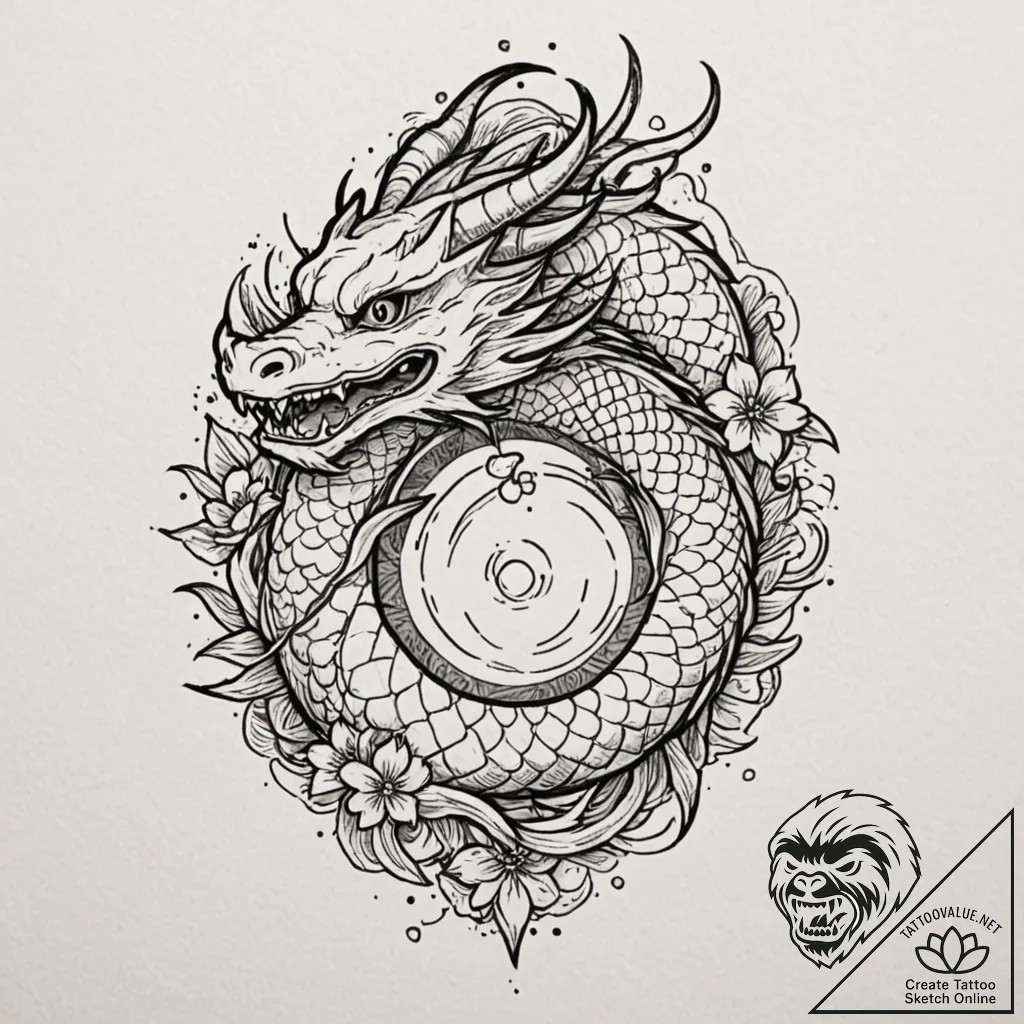 Tattoo design, handpoke style, a happy-lookin... - tattoo sketch (№1751588615_0, 04.07.2025 00:23) — tattoovalue.net