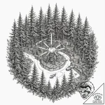 Tattoo design, drone’s view of a forest, but… – tattoo sketch (№1751588701_0, 04.07.2025 00:25) — tattoovalue.net