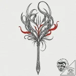 Tattoo design, handpoke style, a fork with be… – tattoo sketch (№1751588960_0, 04.07.2025 00:29) — tattoovalue.net