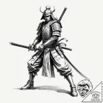 Tattoo design, a samurai warrior, his katana… – tattoo sketch (№1751589047_0, 04.07.2025 00:30) — tattoovalue.net
