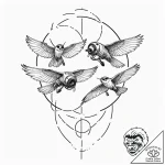Tattoo design, an fpv drone and a diving falc… – tattoo sketch (№1751589132_0, 04.07.2025 00:32) — tattoovalue.net