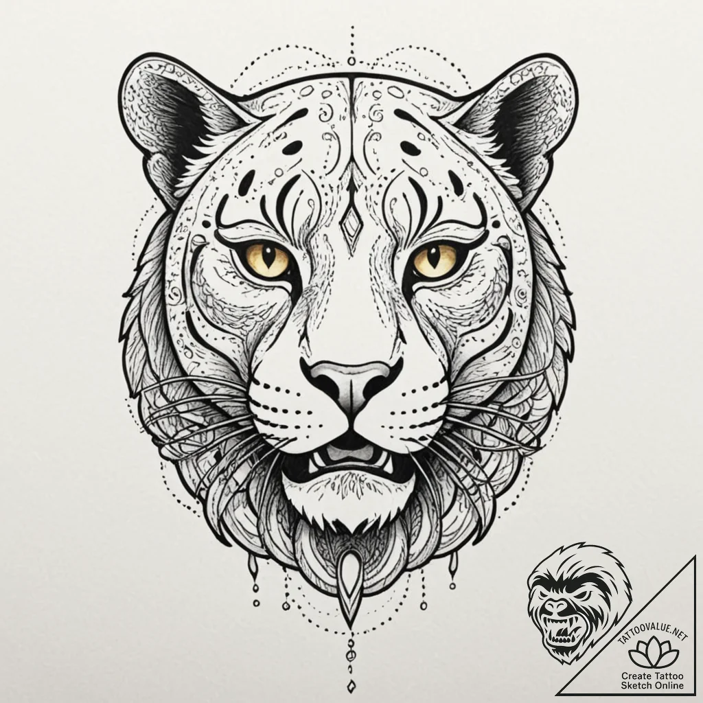 Tattoo design, a panther, its body is sleek a... - tattoo sketch (№1751589307_0, 04.07.2025 00:35) — tattoovalue.net