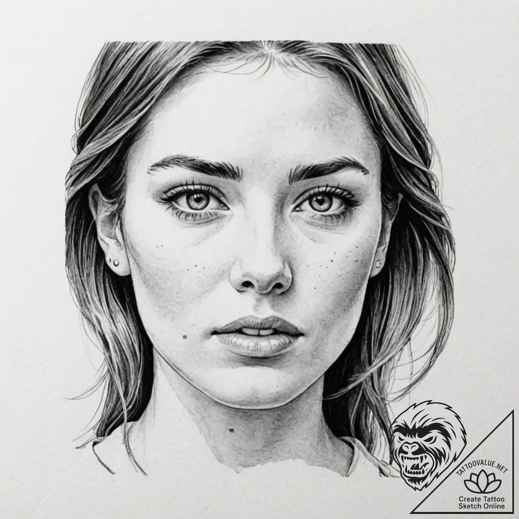 Tattoo design, the "thousand-yard stare", a p... - tattoo sketch (№1751589394_0, 04.07.2025 00:36) — tattoovalue.net