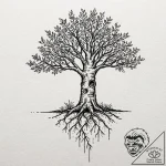 Tattoo design, a tree with deep roots breakin… – tattoo sketch (№1751589998_0, 04.07.2025 00:46) — tattoovalue.net